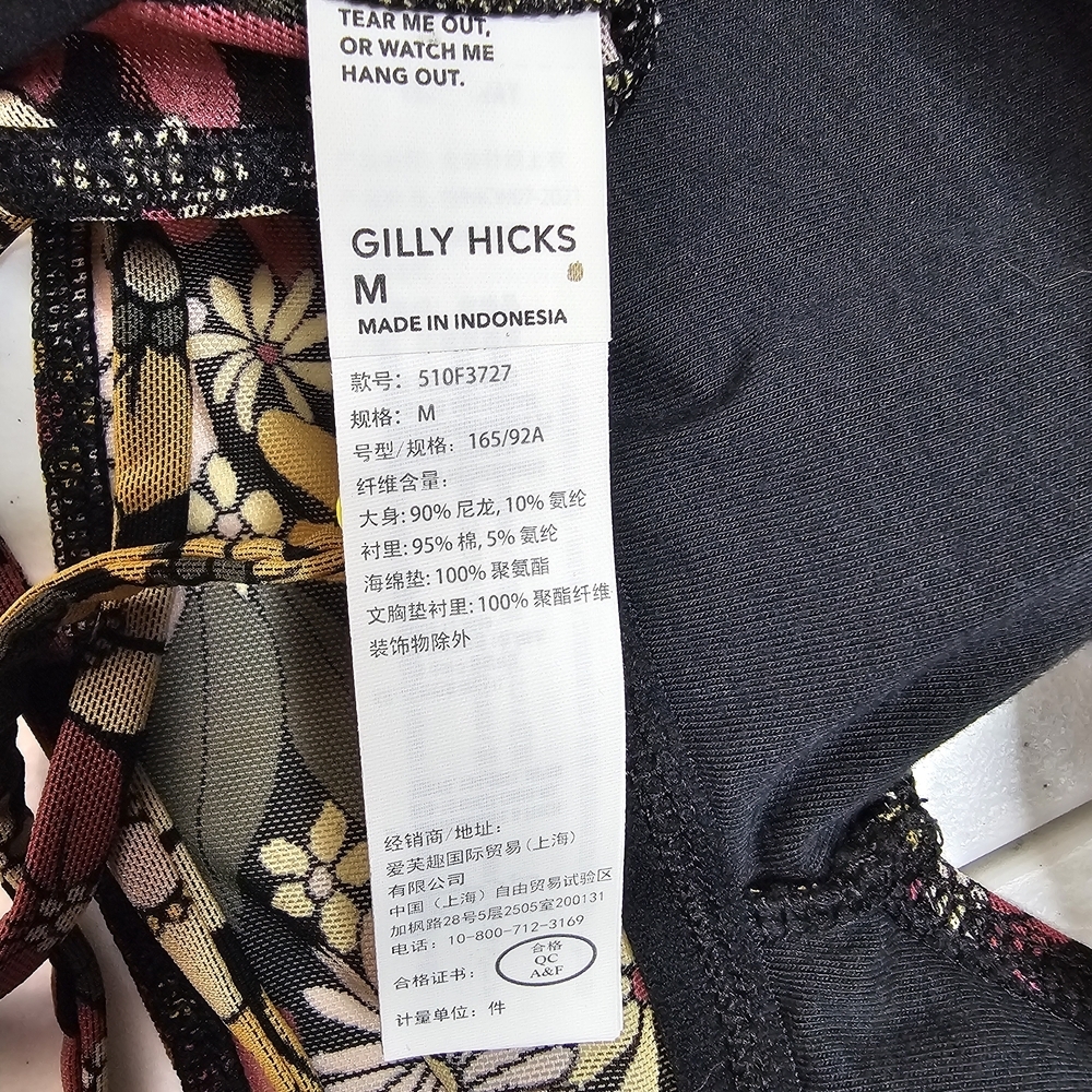 Gilly Hicks Black Multicolor Floral Sports Bra V-Neck Bikini Bralette - Picture 3 of 9